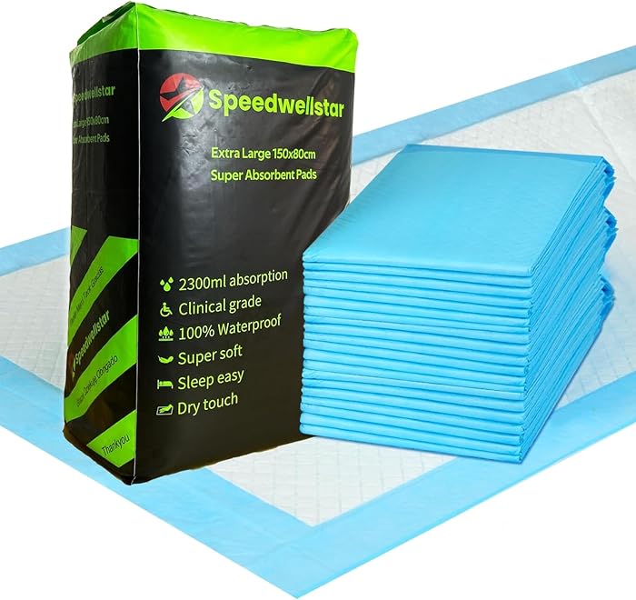 SpeedwellStar 1500 x 800 mm Ultra Absorbent Disposable Incontinence Bed Protectors 2300ml Pack of 20