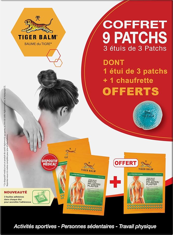 BAUME DU TIGRE - Patchs Froid - Coffret des Sportifs pour Soulagement Musculaire - x6 Patchs Plus 3 Autres et 1 Chaufferette Offerts
