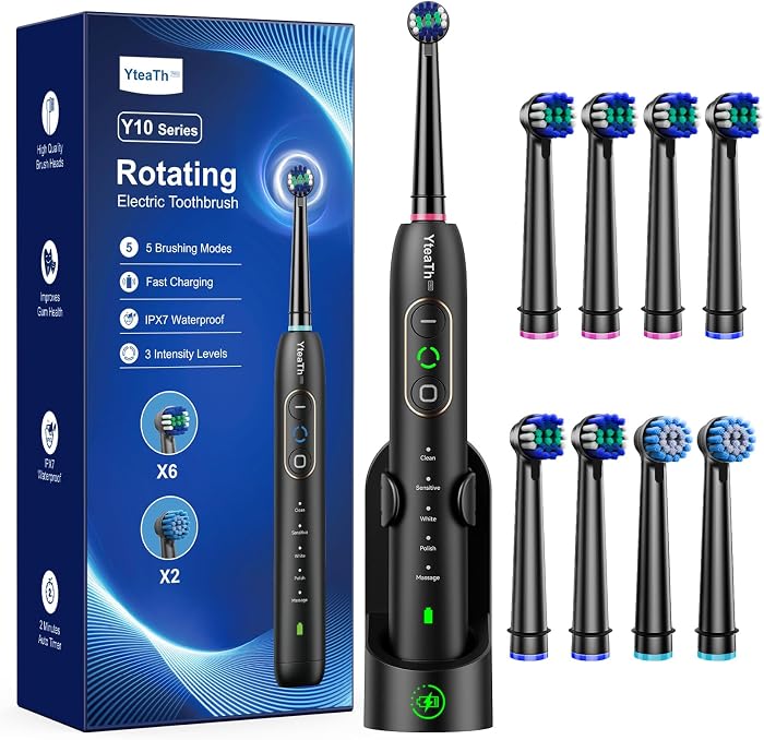 Brosse à Dent électrique: 8 Têtes, 3 Intensités, 5 Modes