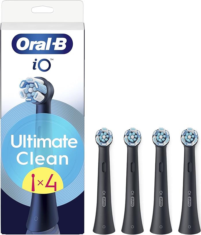 Oral-B Ultimate Clean Genuine Black Replacement Brushes Set of 4 Deep Brushing Dental Plaque Removal Round Brush for Oral B iO Electric Brushes