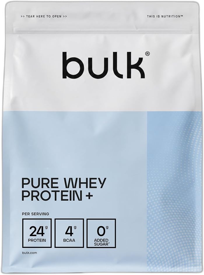 Bulk Pure Whey Protein+: 24 g de protéines par portion, sans sucres ajoutés