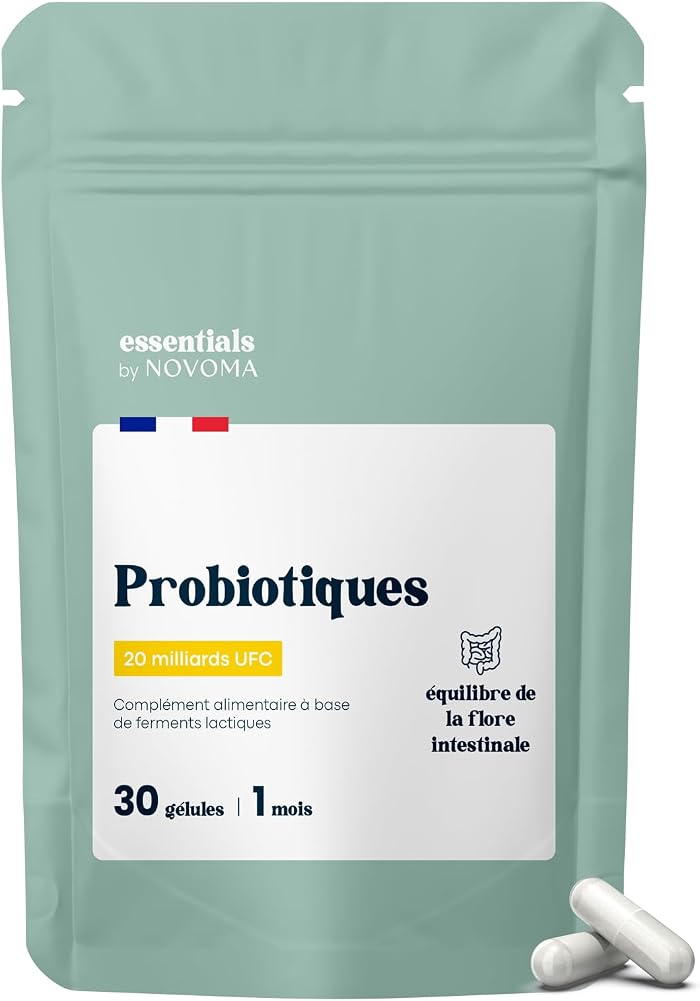 Essentials by Novoma - 20 Billion CFU/Day - Microbiota Balance - 30 Capsules for 1 Month - Lactobacillus Gasseri, Rhamnosus, Bifidobacterium - Made in France