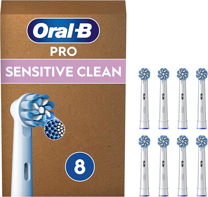Oral-B Pro 8 Pack Genuine Sensitive Clean Replacement Brushes White Ultra Soft Bristles