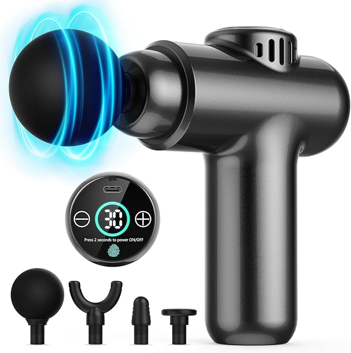 Massage Gun Lefity Mini Massage Gun Professional Deep Tissue Massage Gun Portable Massager 30 Speeds LCD Touch Screen for Muscle Pain and Stiffness