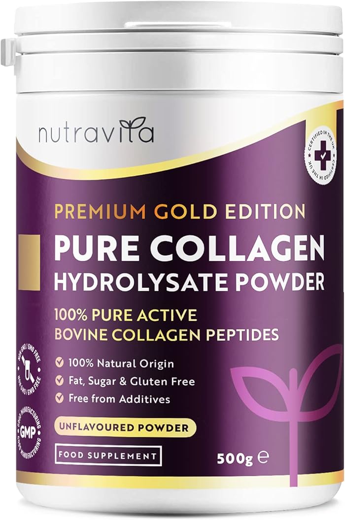 Poudre de Collagène 500g - Premium Peptides de Collagène Hydrolysés de Type 1