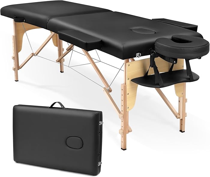 Higliocas Table de massage pliable cosmétique 2 zones en bois
