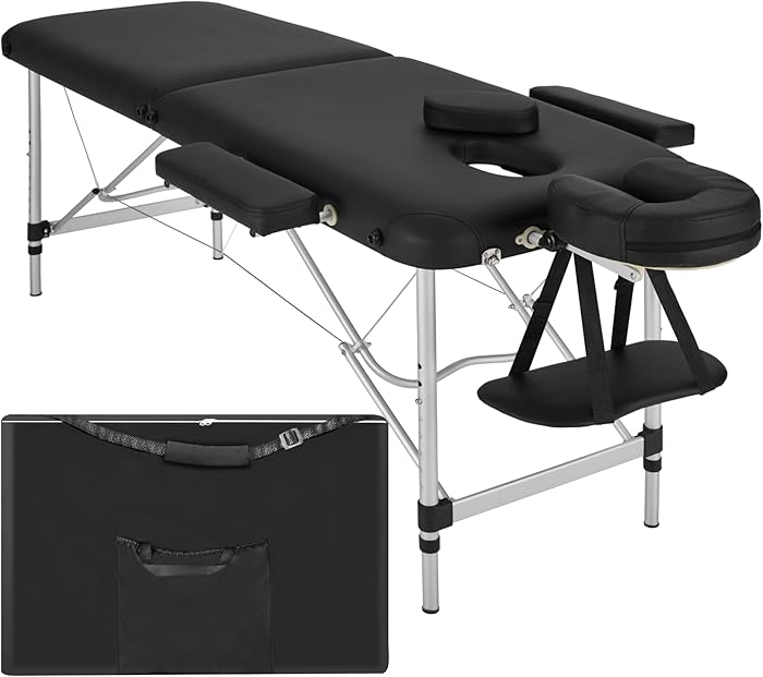 TecTake Table de Massage Pliante Professionnelle 2 Zones Aluminium