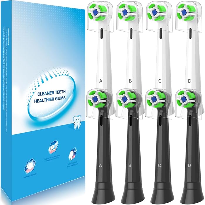 Têtes de brosse compatibles Oral-B iO (4 blanches 4 noires)